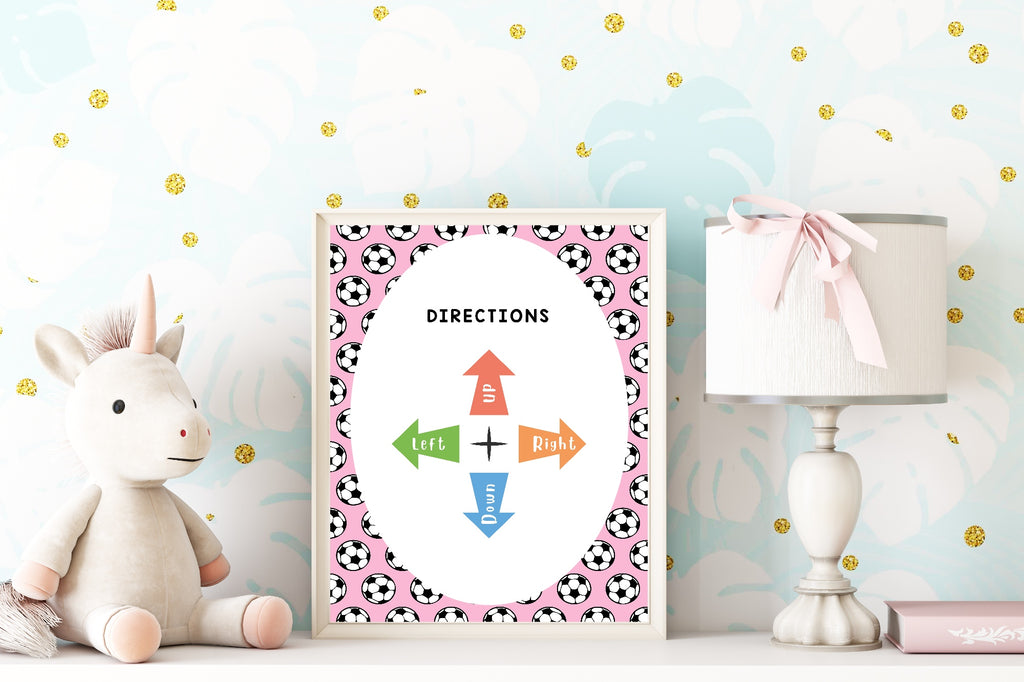 Pink Football Directions Poster | Educational Wall Art