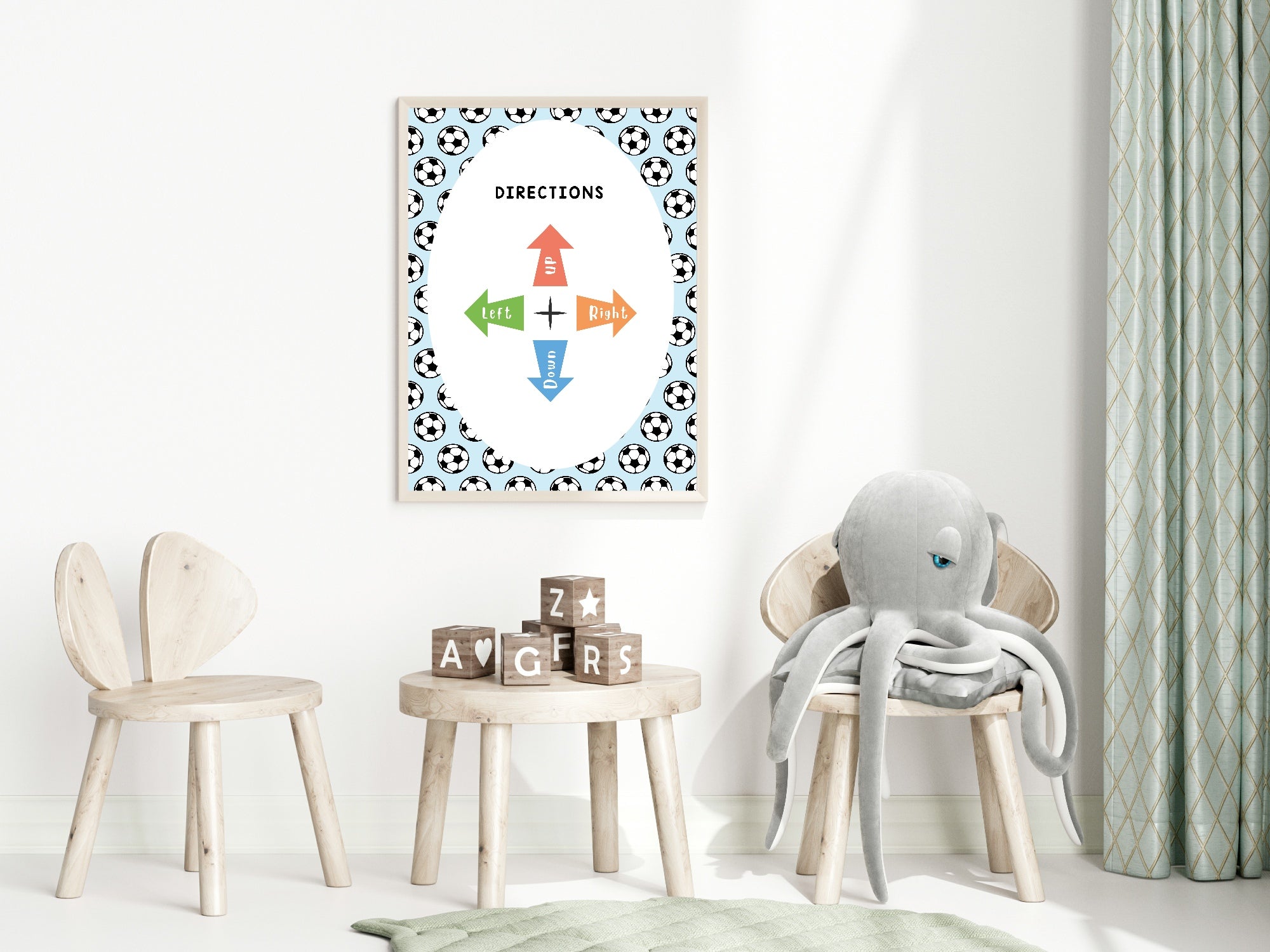 Blue Football Directions Poster | Educational Wall Art