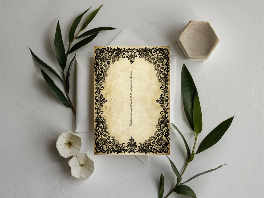 Black Lace Wedding Menu Signs