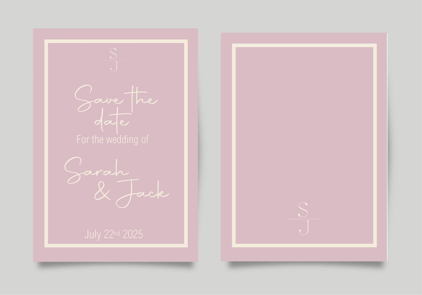 Dusky Pink Save The Date Wedding Party Cards & Envelopes | Pack of 10
