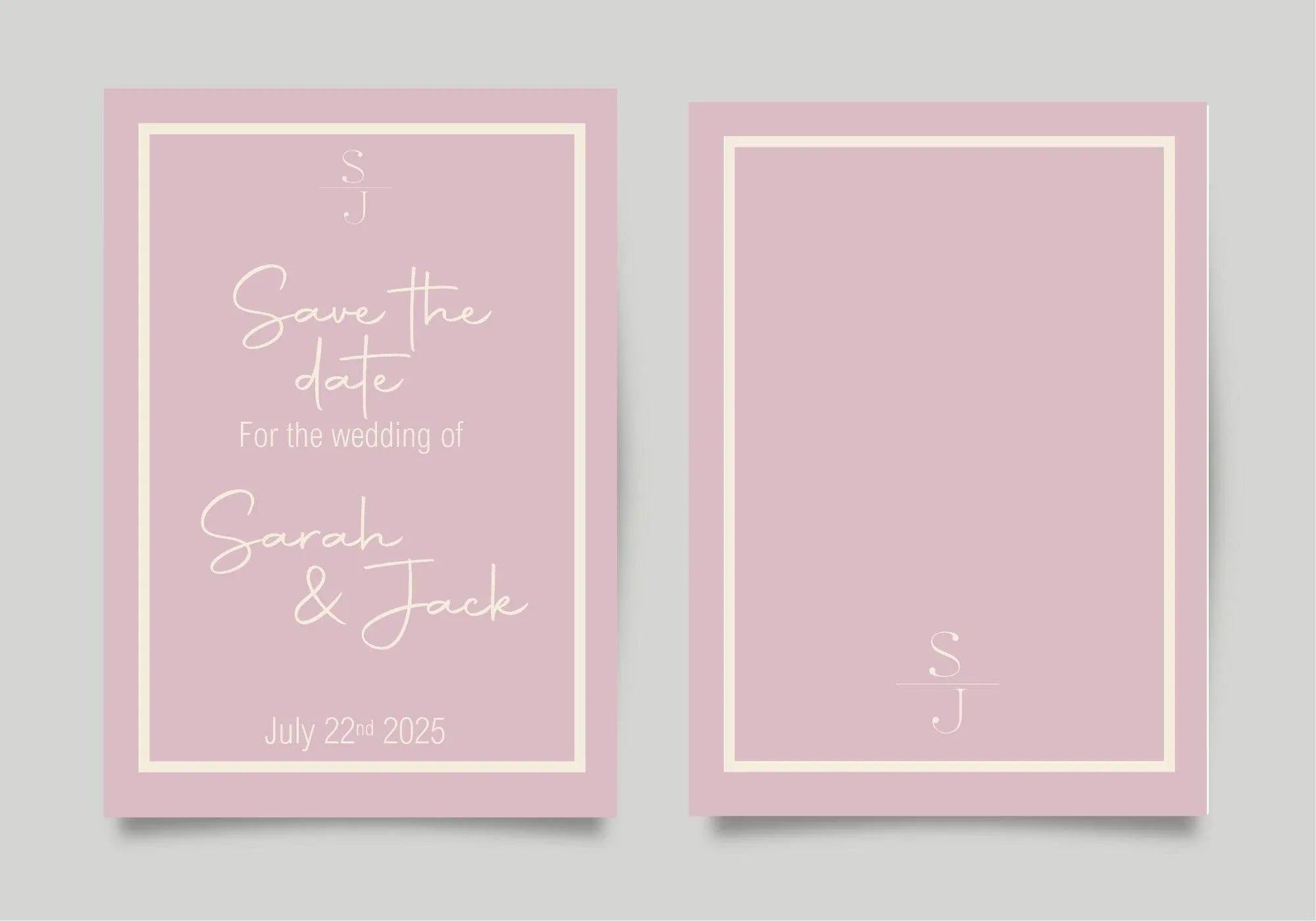 Dusky Pink Save The Date Wedding Party Cards & Envelopes | Pack of 10 - Larosier Prints