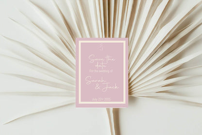 Dusky Pink Save The Date Wedding Party Cards & Envelopes | Pack of 10
