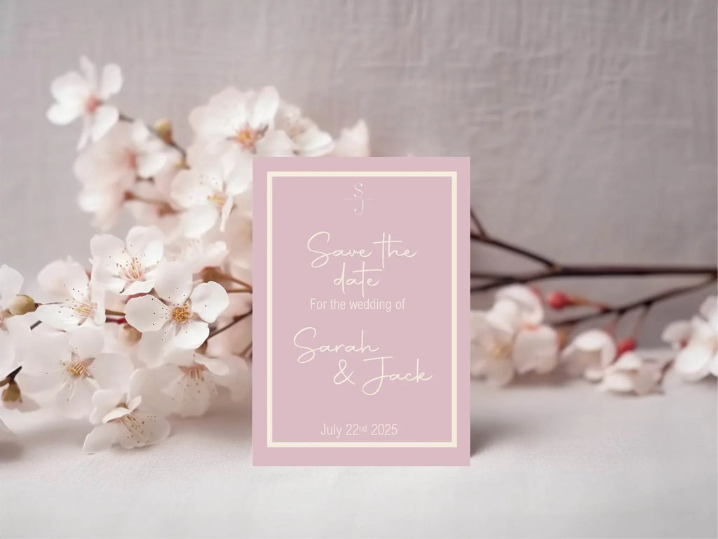 Dusky Pink Save The Date Wedding Party Cards & Envelopes | Pack of 10 - Larosier Prints