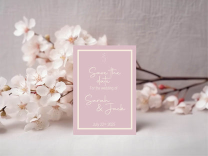 Dusky Pink Save The Date Wedding Party Cards & Envelopes | Pack of 10