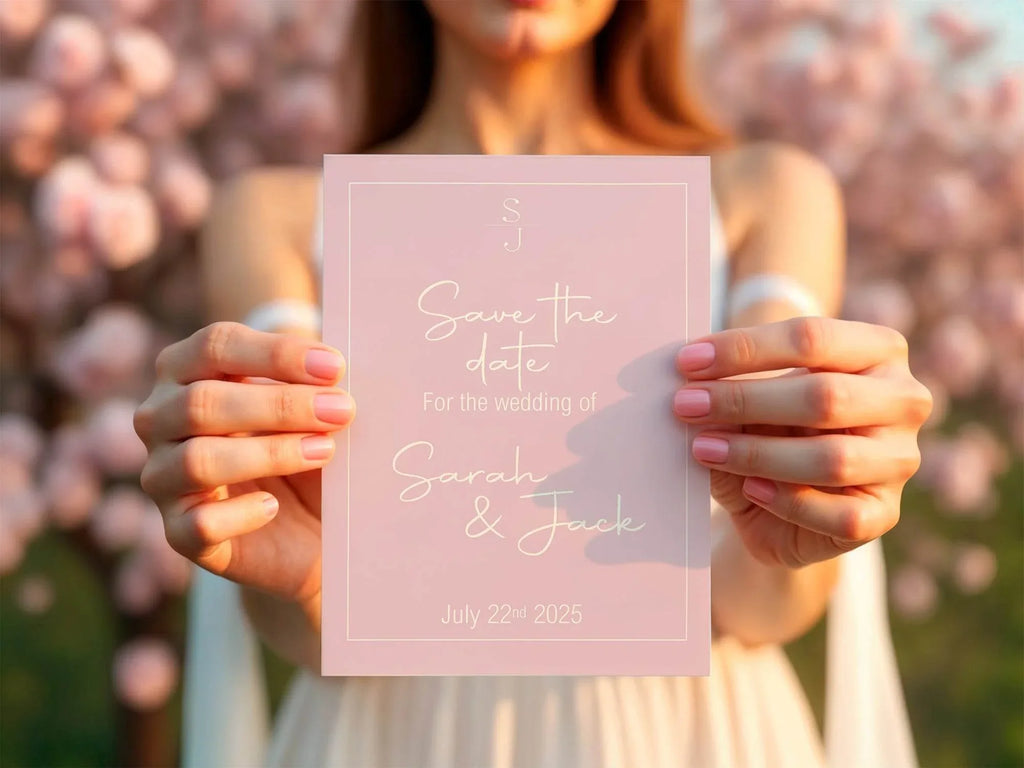 Dusky Pink Save The Date Wedding Party Cards & Envelopes | Pack of 10 - Larosier Prints