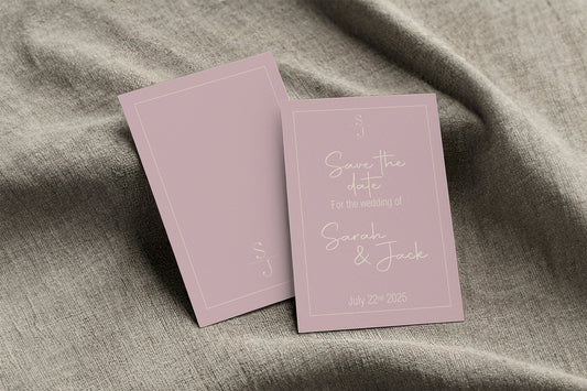 Dusky Pink Save The Date Wedding Party Cards & Envelopes | Pack of 10