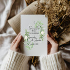 Green & White Rose Save The Date Wedding Party Cards & Envelopes | Pack of 10 - Larosier Prints