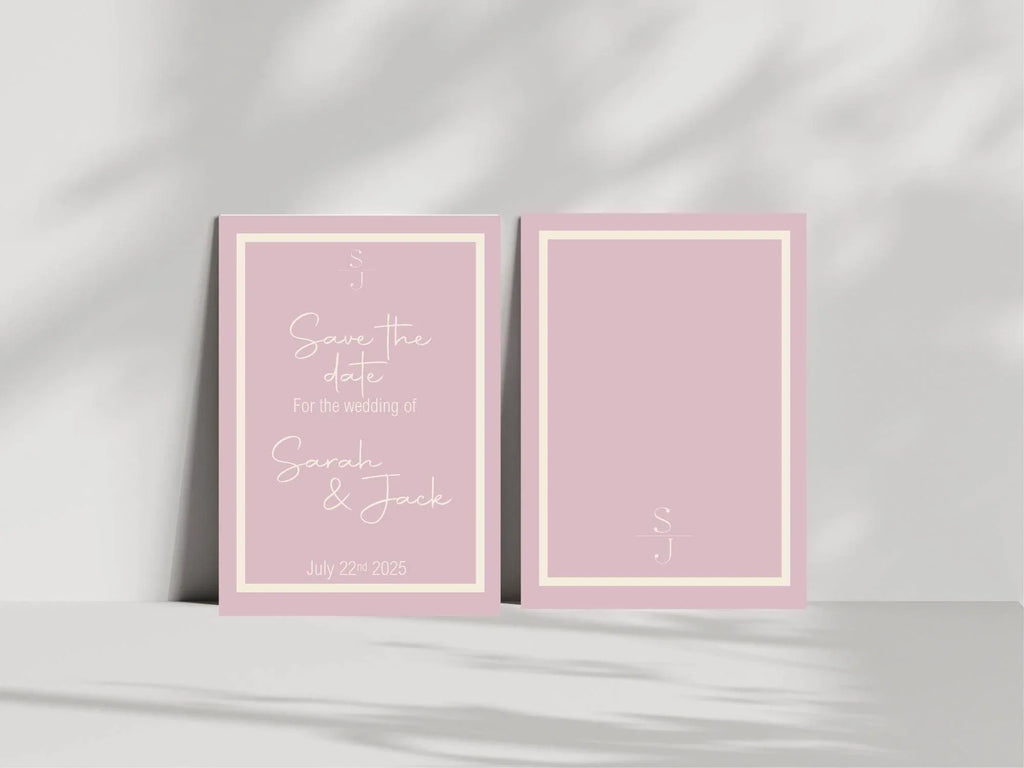 Dusky Pink Save The Date Wedding Party Cards & Envelopes | Pack of 10 - Larosier Prints