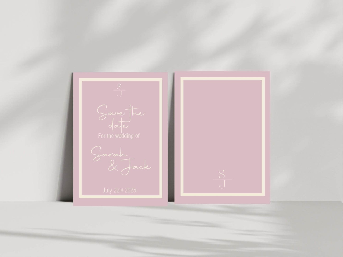Dusky Pink Save The Date Wedding Party Cards & Envelopes | Pack of 10