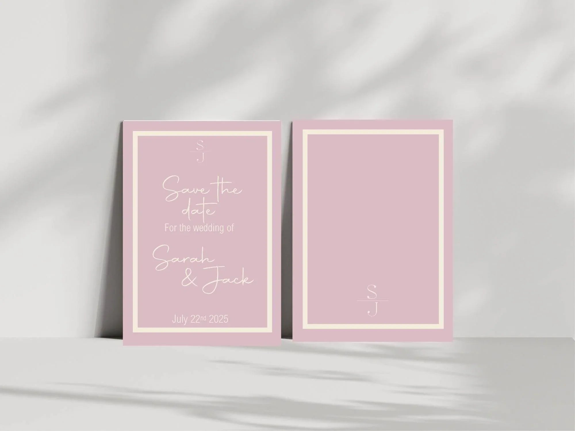 Dusky Pink Save The Date Wedding Party Cards & Envelopes | Pack of 10 - Larosier Prints