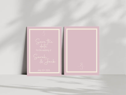 Dusky Pink Save The Date Wedding Party Cards & Envelopes | Pack of 10