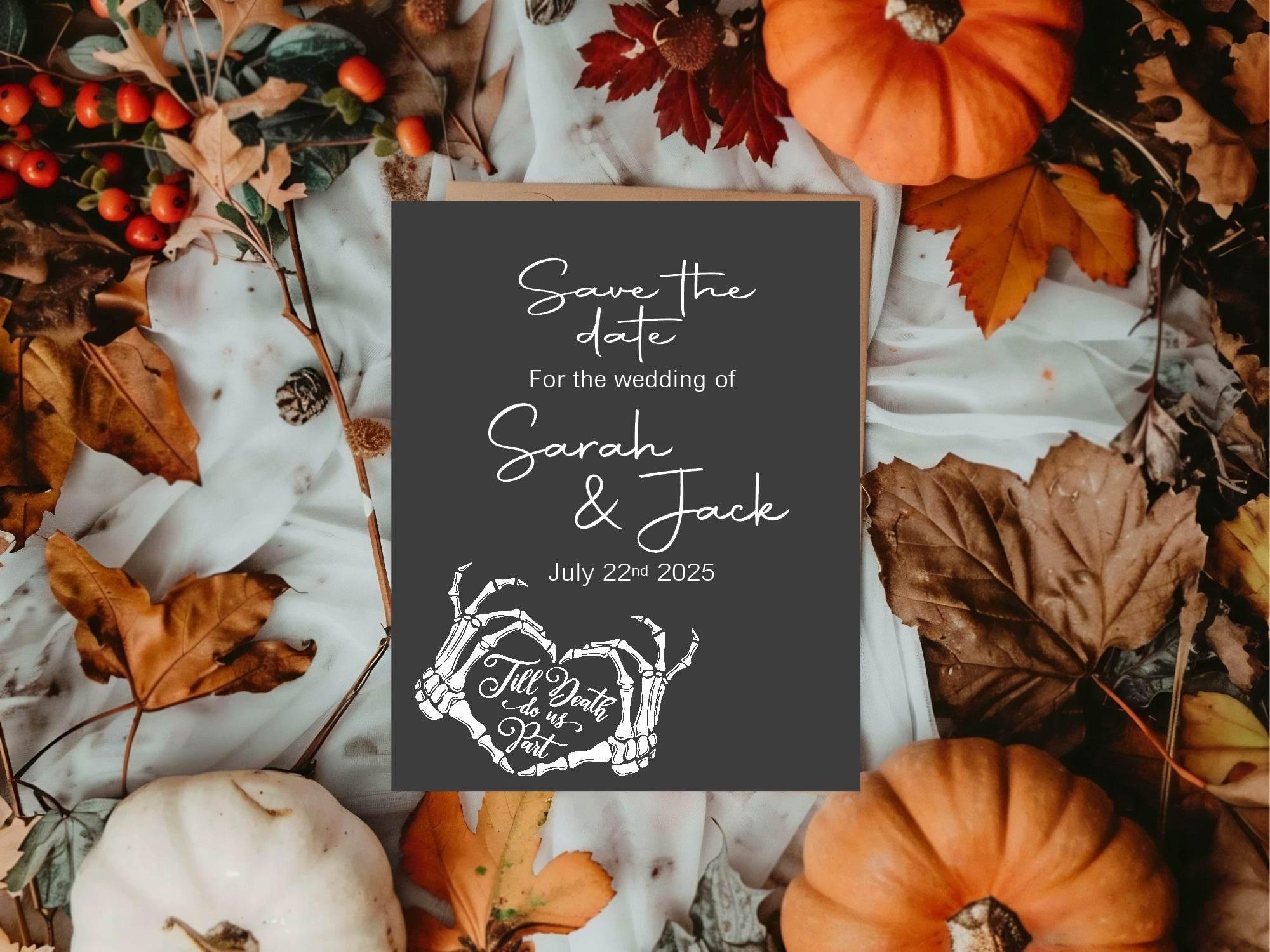 Gothic Save The Date Wedding Party Cards & Envelopes | Pack of 10 - Larosier Prints