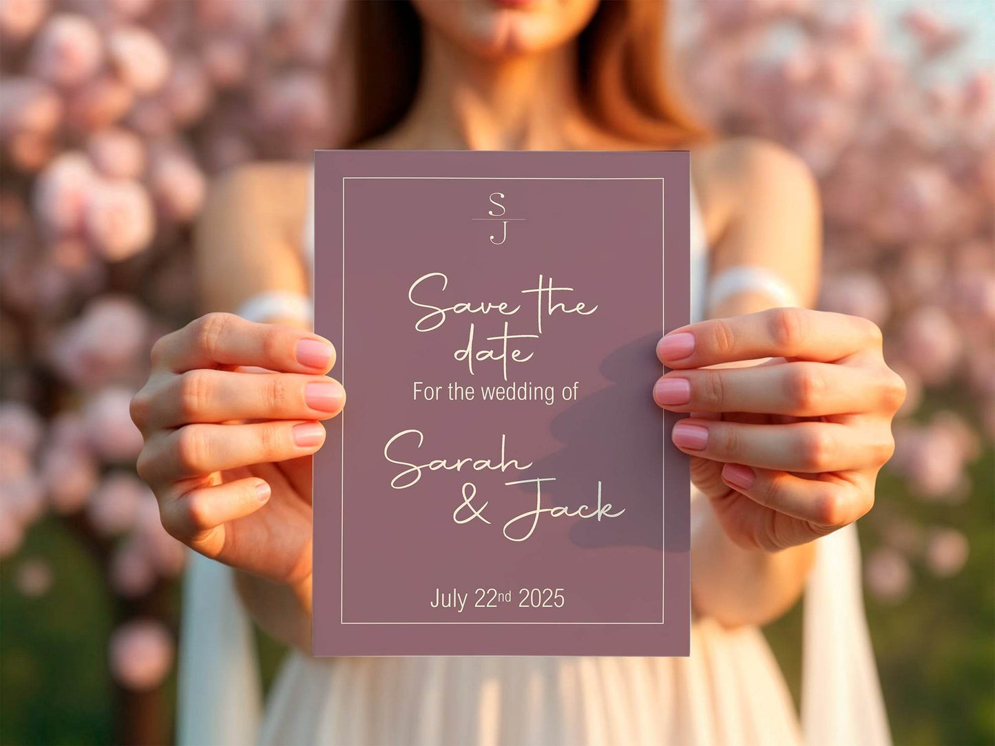 Heather Save The Date Wedding Party Cards & Envelopes | Pack of 10
