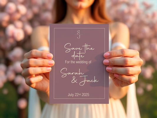 Heather Save The Date Wedding Party Cards & Envelopes | Pack of 10