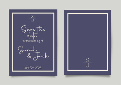 Sapphire Save The Date Wedding Party Cards & Envelopes | Pack of 10