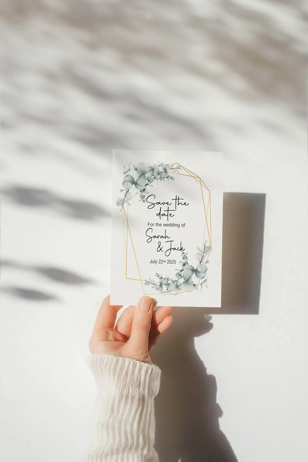 Eucalyptus Save The Date Wedding Party Cards & Envelopes | Pack of 10 - Larosier Prints