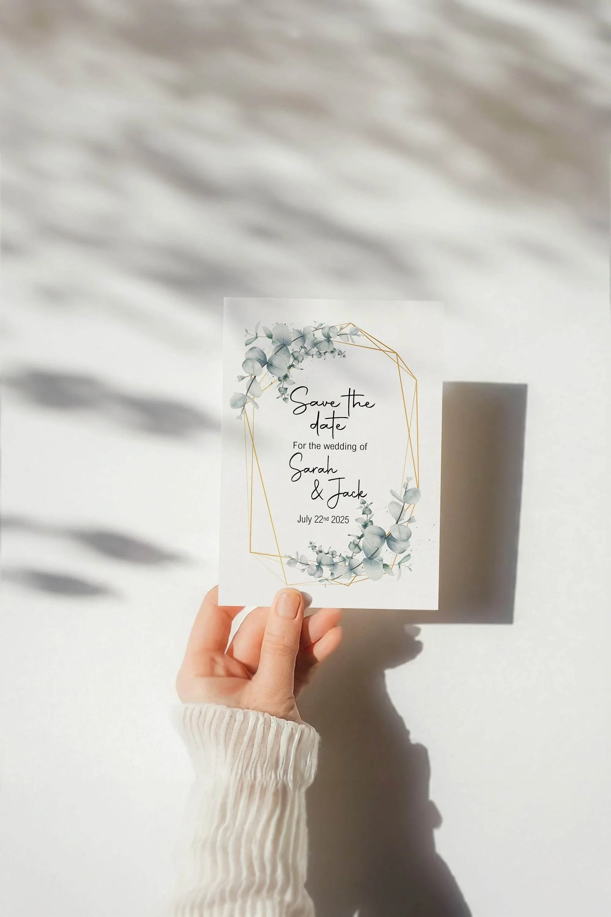 Eucalyptus Save The Date Wedding Party Cards & Envelopes | Pack of 10 - Larosier Prints