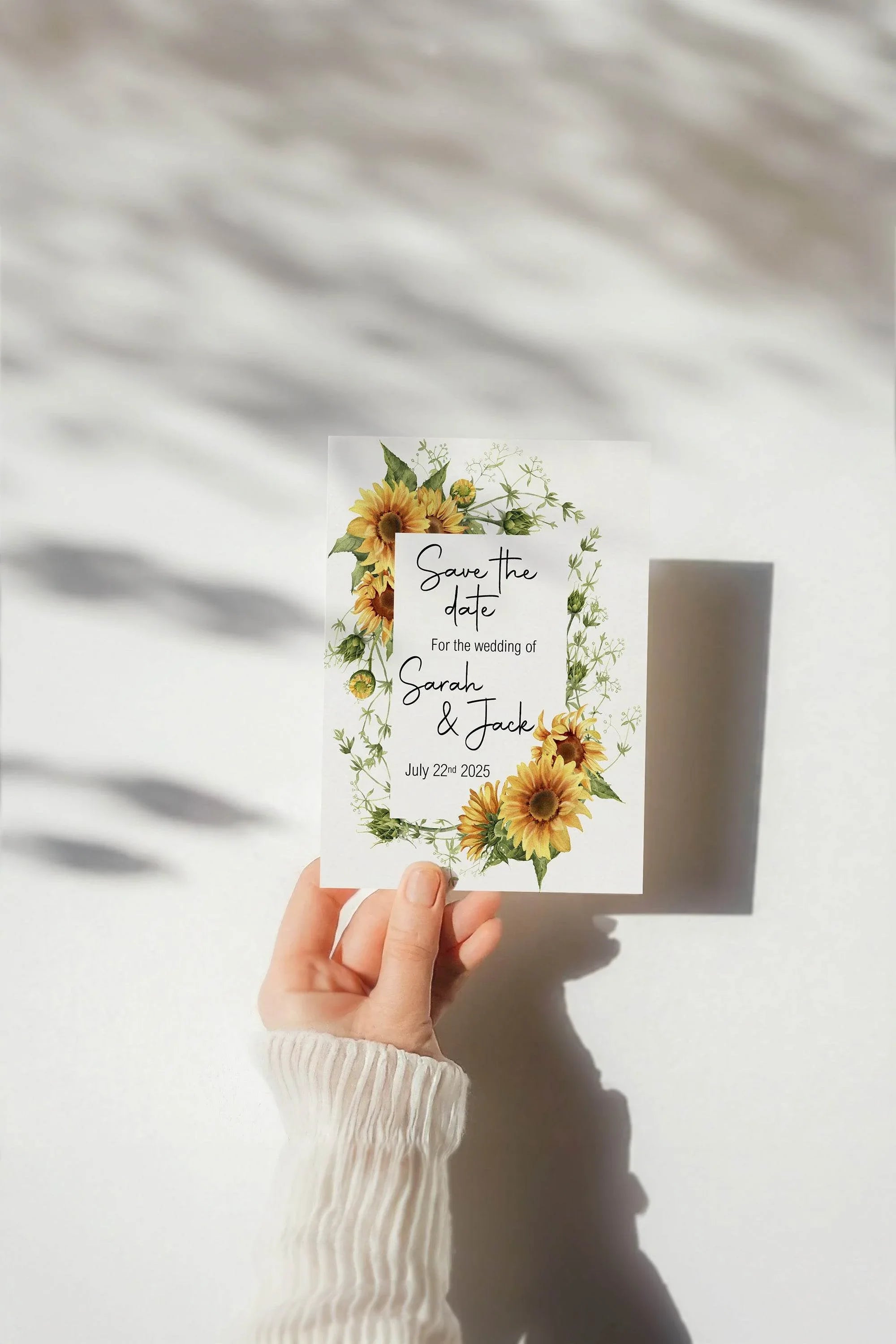 Sunflower Save The Date Wedding Party Cards & Envelopes | Pack of 10 - Larosier Prints