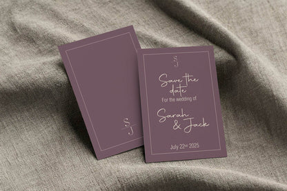 Heather Save The Date Wedding Party Cards & Envelopes | Pack of 10