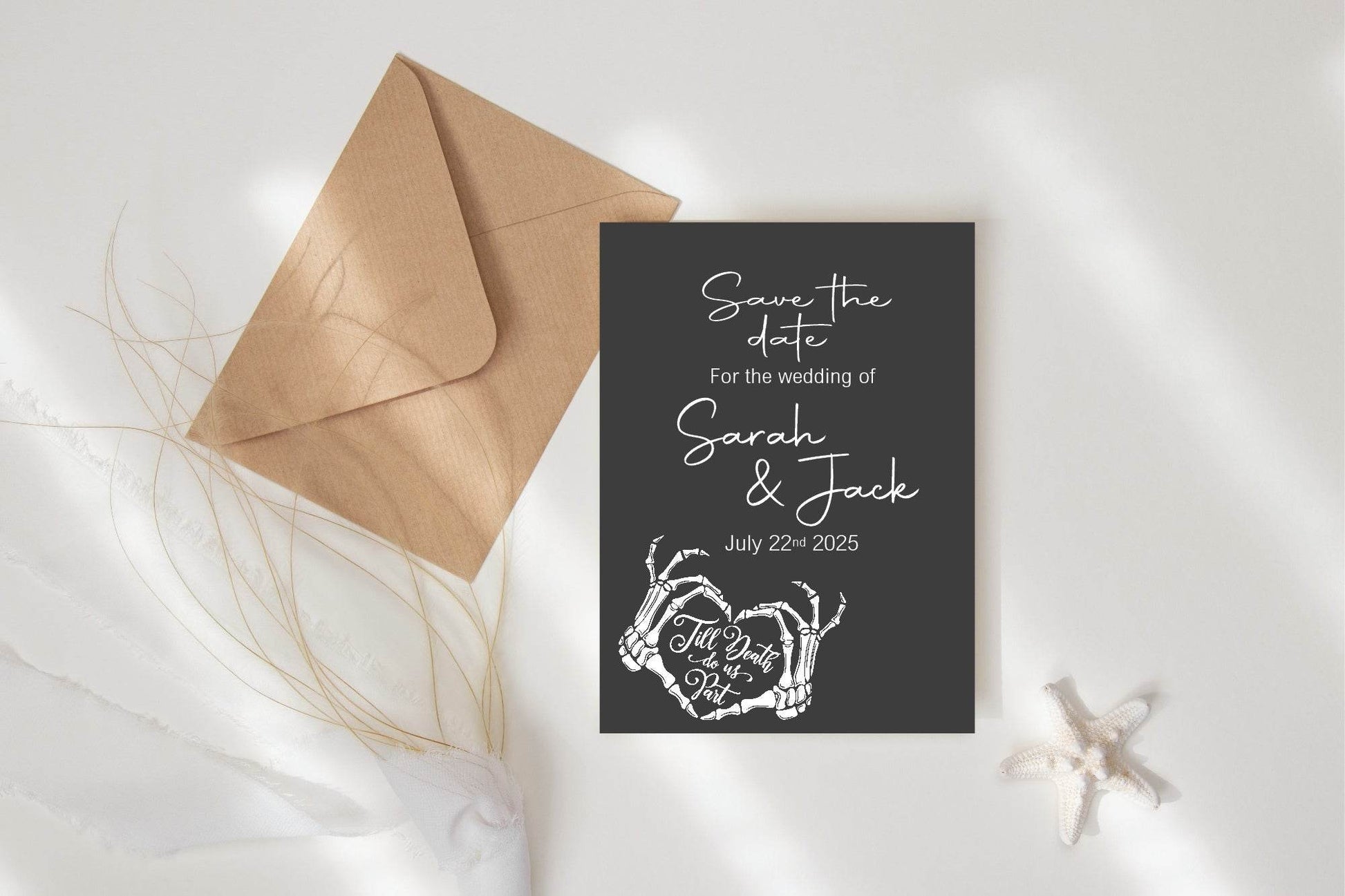 Gothic Save The Date Wedding Party Cards & Envelopes | Pack of 10