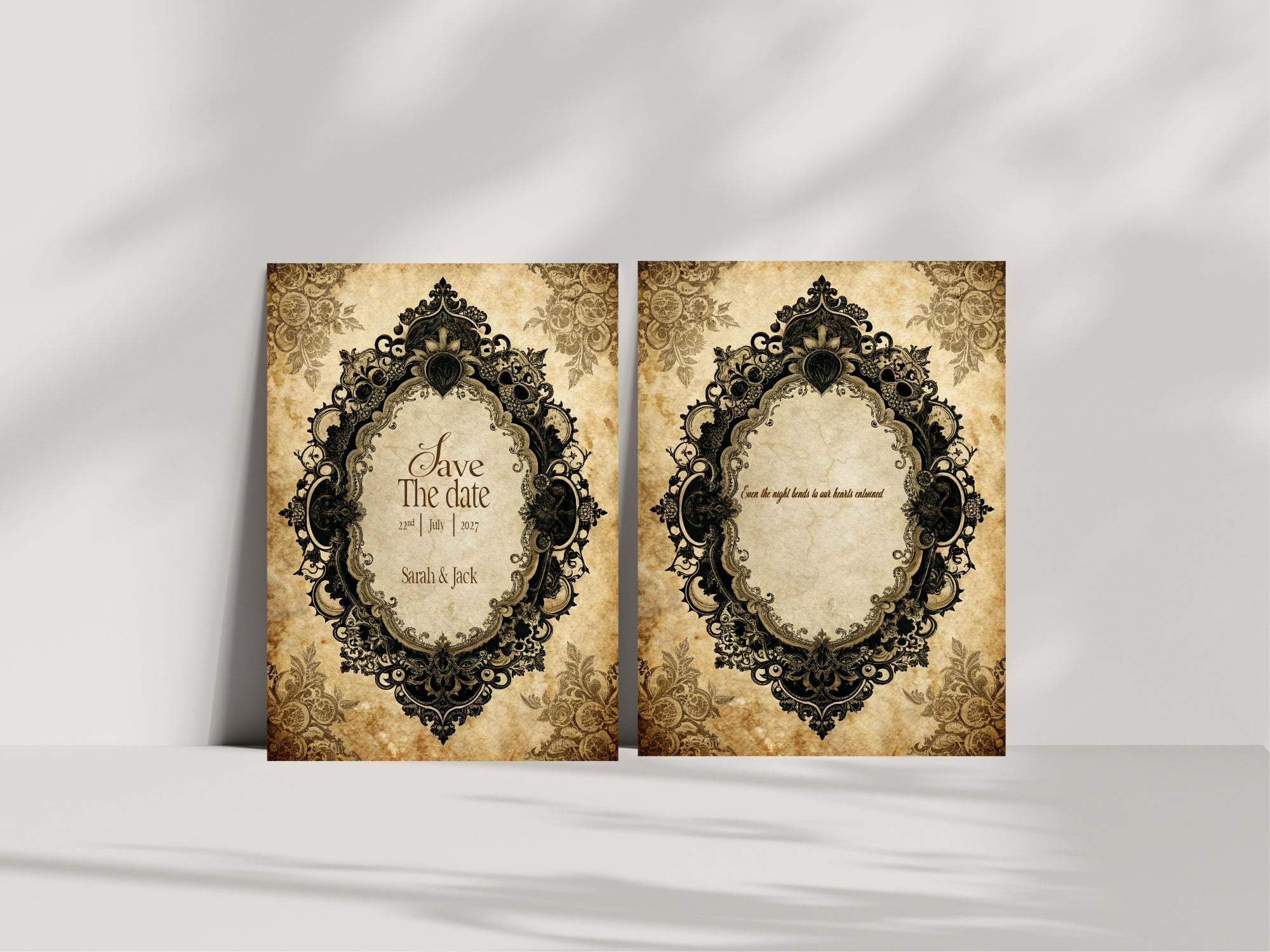 Lace Oval Wedding Party Save The Dates & Envelopes | Pack of 10