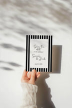 Black & White Stripe Save The Date Wedding Party Cards & Envelopes | Pack of 10 - Larosier Prints