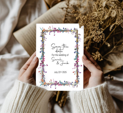 Wild Flowers Save The Date Wedding Cards & Envelopes | Pack of 10