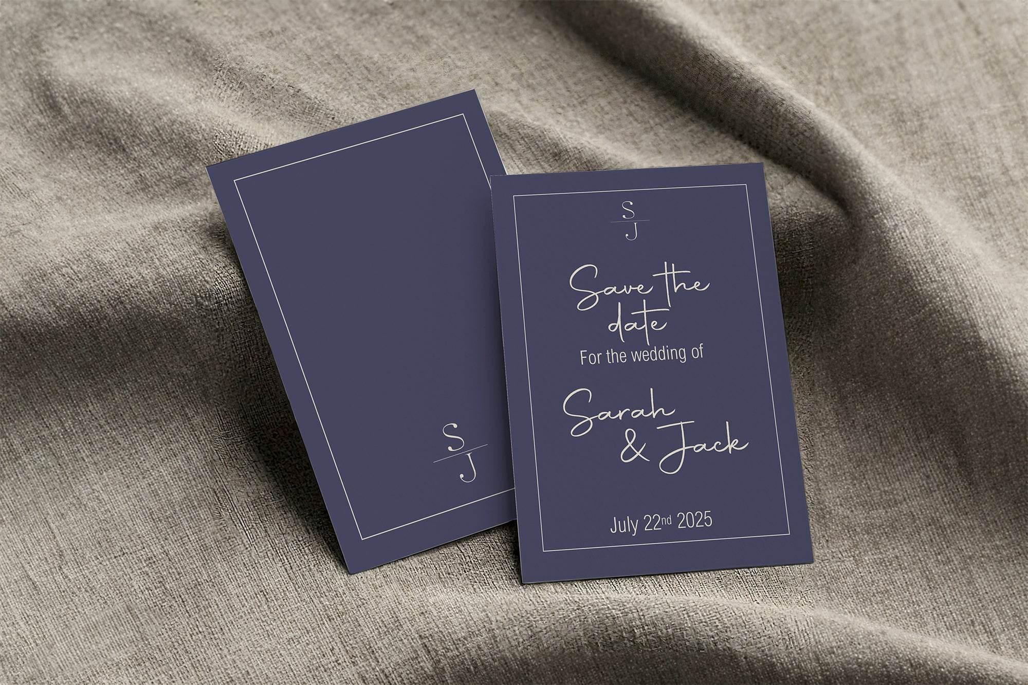 Sapphire Save The Date Wedding Party Cards & Envelopes | Pack of 10 - Larosier Prints