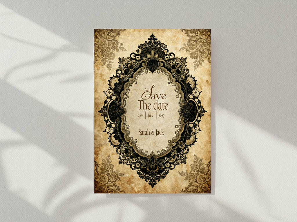 Lace Oval Wedding Party Save The Dates & Envelopes | Pack of 10