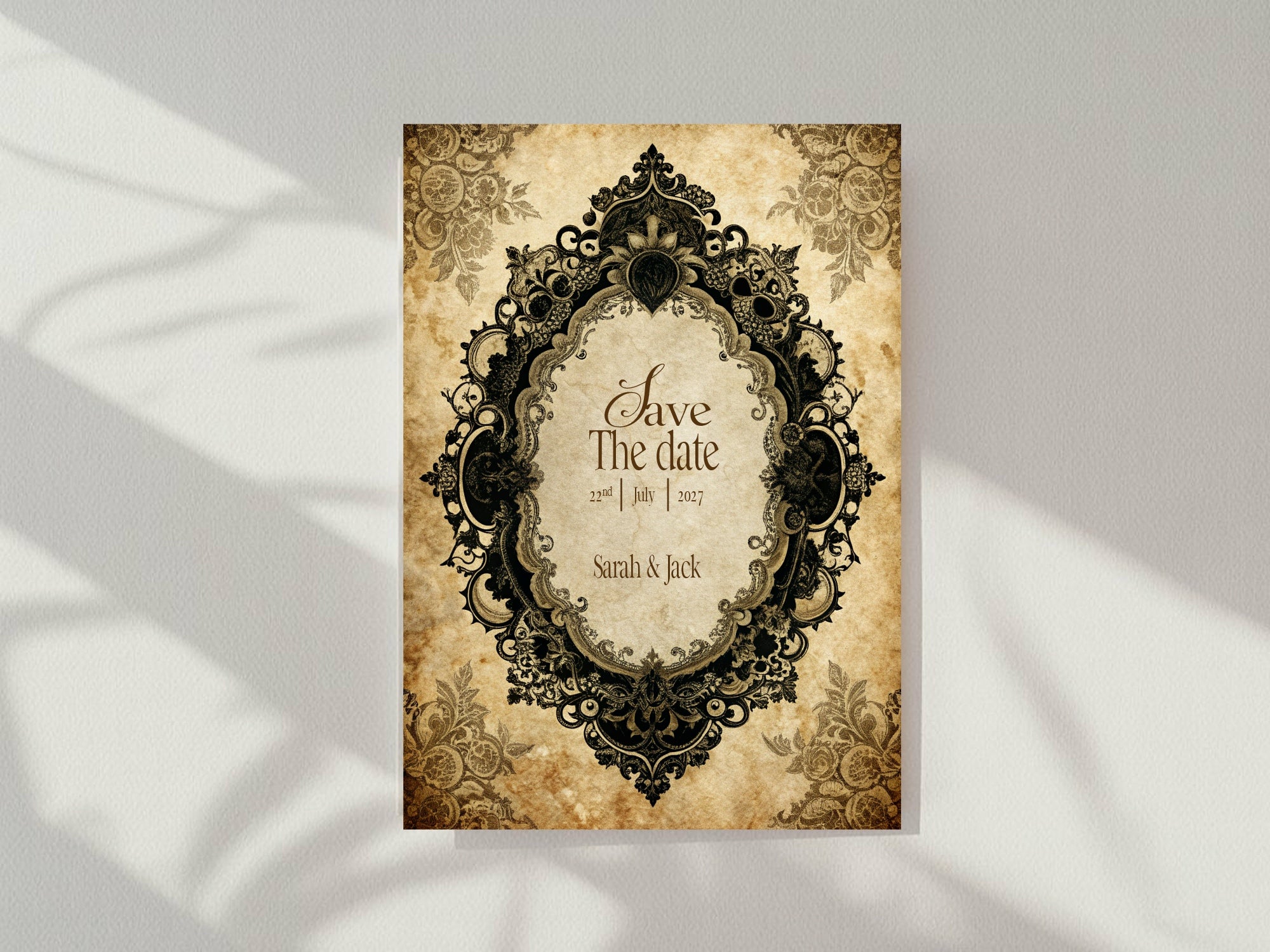 Lace Oval Wedding Party Save The Dates & Envelopes | Pack of 10