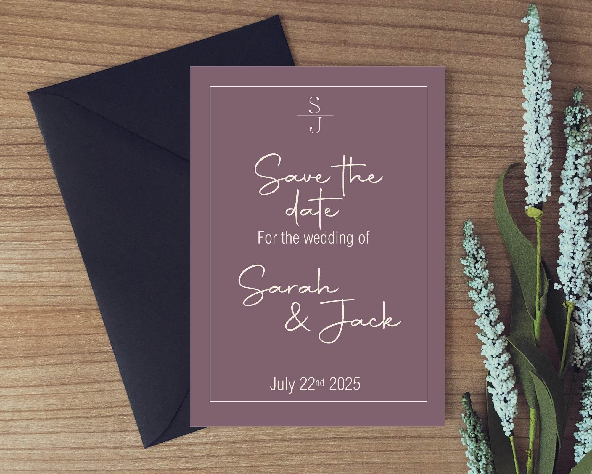 Heather Save The Date Wedding Party Cards & Envelopes | Pack of 10 - Larosier Prints