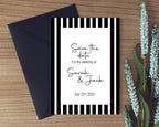 Black & White Stripe Save The Date Wedding Party Cards & Envelopes | Pack of 10 - Larosier Prints