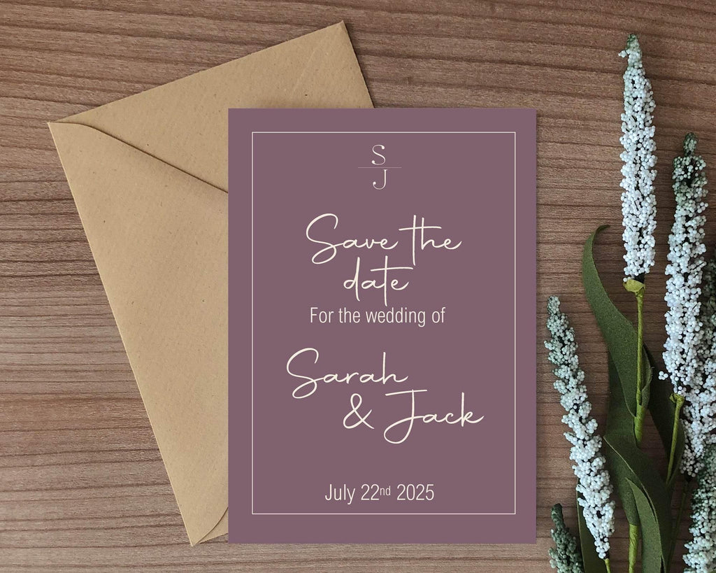 Heather Save The Date Wedding Party Cards & Envelopes | Pack of 10 - Larosier Prints