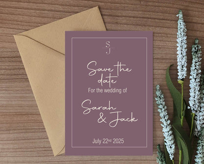 Heather Save The Date Wedding Party Cards & Envelopes | Pack of 10