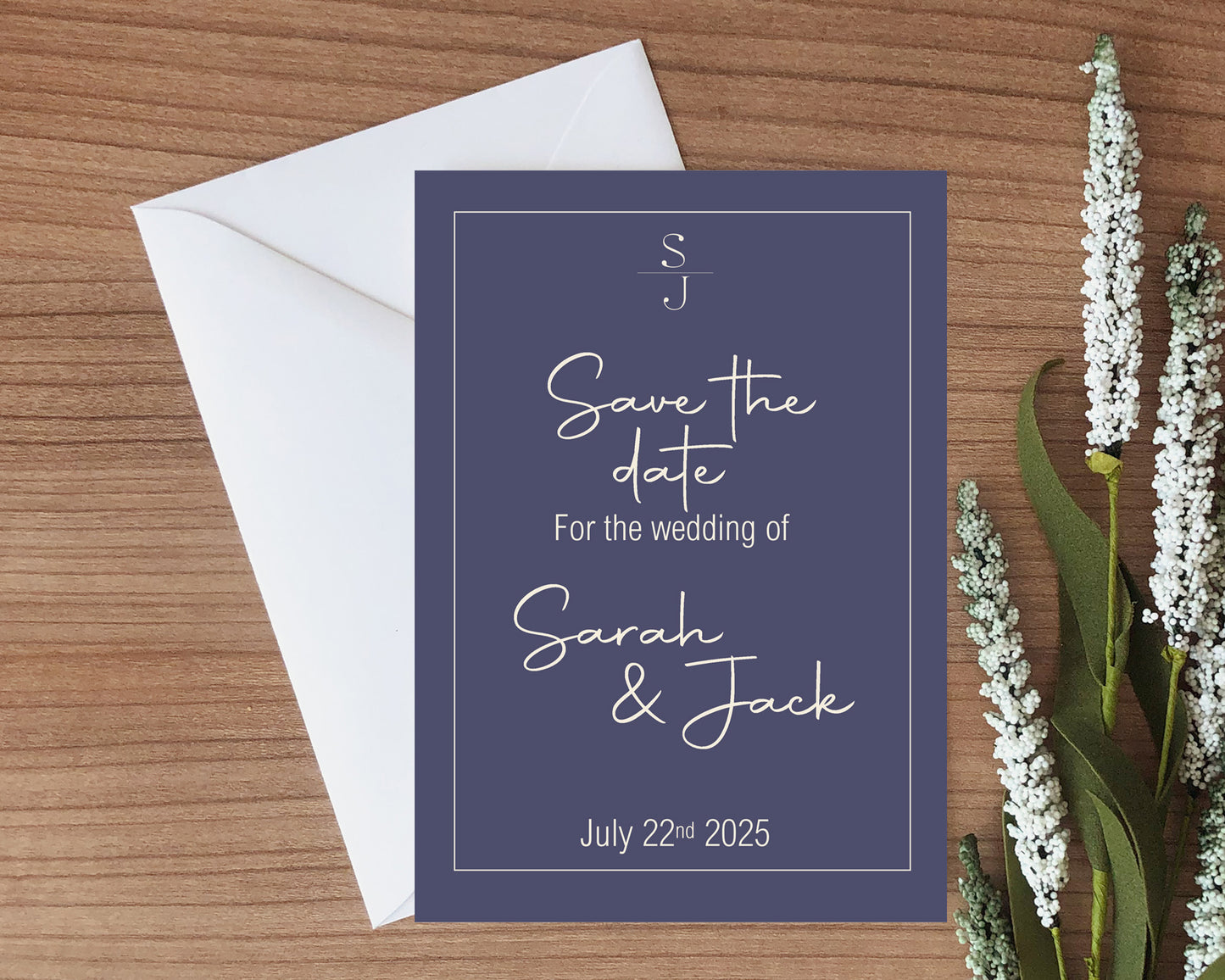 Sapphire Save The Date Wedding Party Cards & Envelopes | Pack of 10