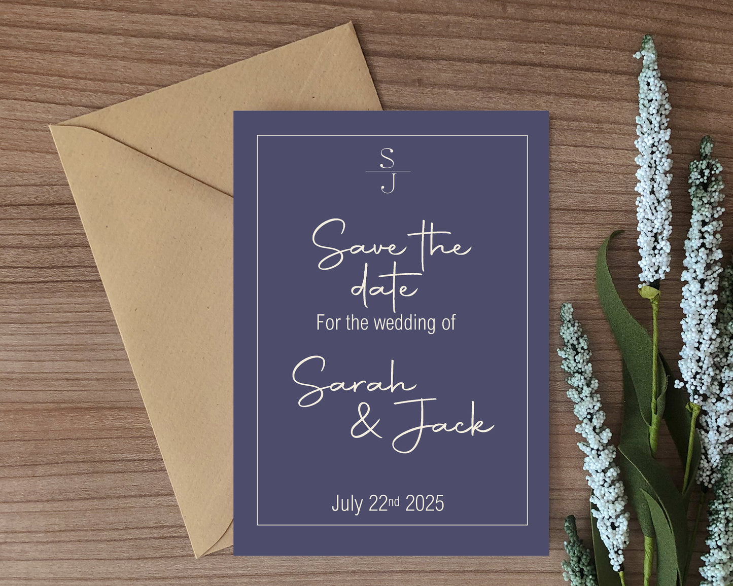 Sapphire Save The Date Wedding Party Cards & Envelopes | Pack of 10