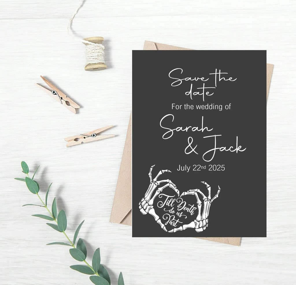 Gothic Save The Date Wedding Party Cards & Envelopes | Pack of 10 - Larosier Prints