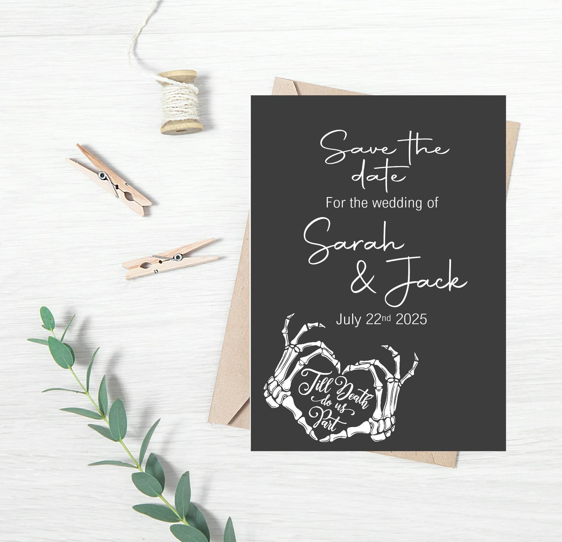 Gothic Save The Date Wedding Party Cards & Envelopes | Pack of 10