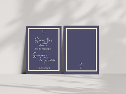 Sapphire Save The Date Wedding Party Cards & Envelopes | Pack of 10
