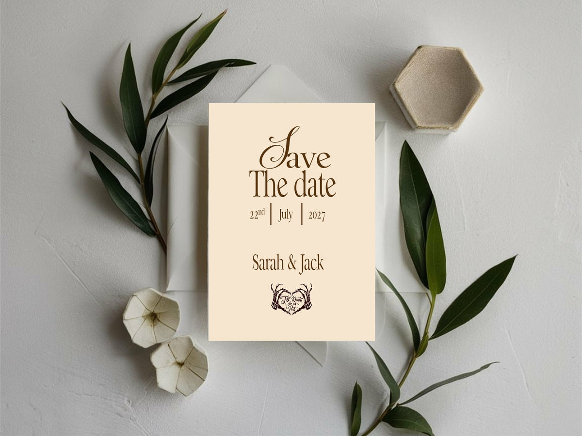 The Lovers Tarot Personalised Save the Dates | Beige, White or Charcoal