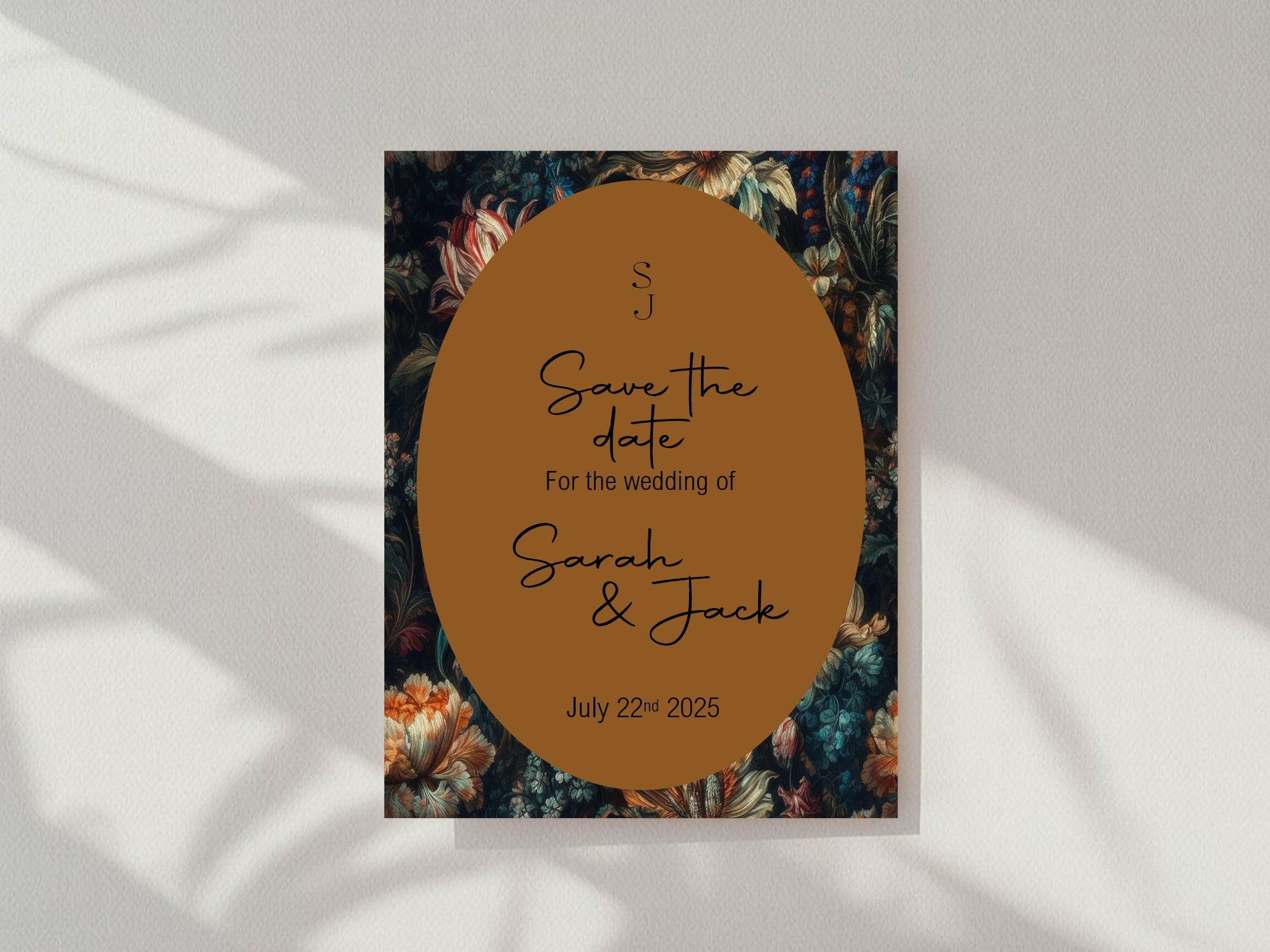 Moody Floral Wedding Party Save The Dates & Envelopes | Pack of 10