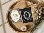 Black Celestial personalised save the date cards and envelopes