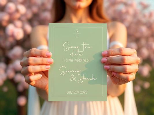 Willow Save The Date Wedding Party Cards & Envelopes | Pack of 10