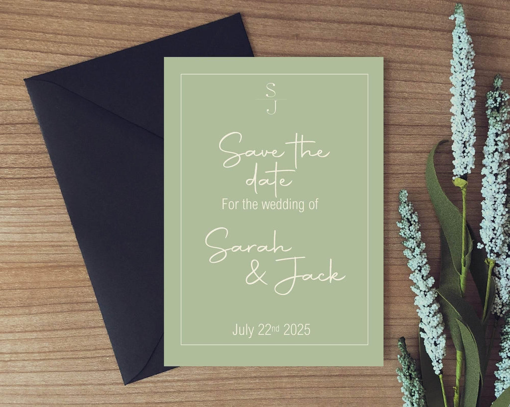 Willow Save The Date Wedding Party Cards & Envelopes | Pack of 10 - Larosier Prints