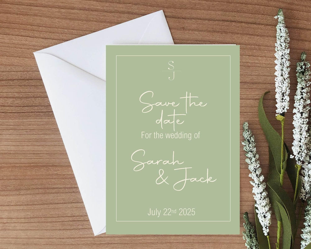 Willow Save The Date Wedding Party Cards & Envelopes | Pack of 10 - Larosier Prints