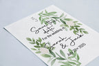 Green & White Rose Save The Date Wedding Party Cards & Envelopes | Pack of 10 - Larosier Prints
