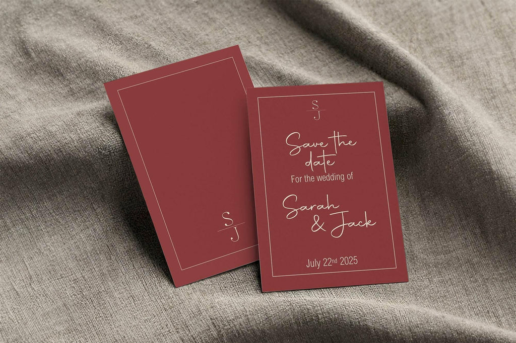 Rosewood Save The Date Wedding Party Cards & Envelopes | Pack of 10 - Larosier Prints