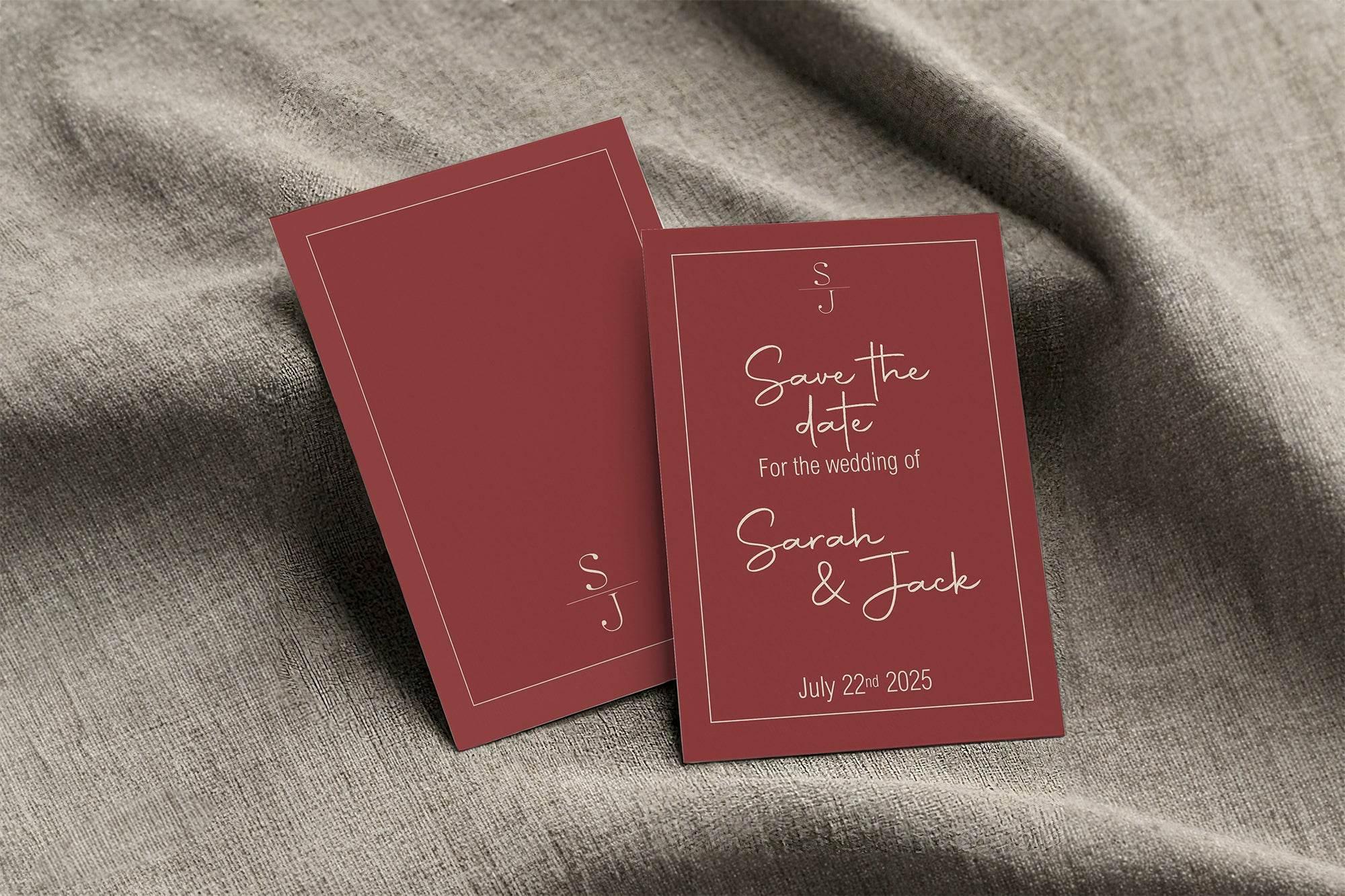 Rosewood Save The Date Wedding Party Cards & Envelopes | Pack of 10 - Larosier Prints