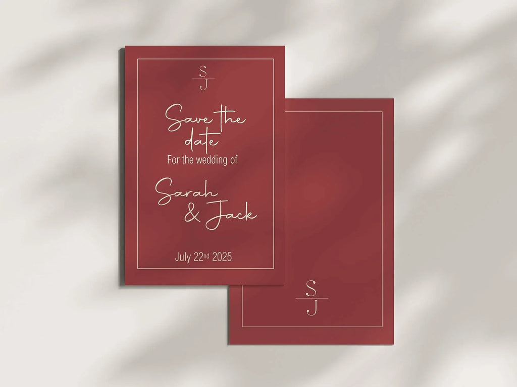 Rosewood Save The Date Wedding Party Cards & Envelopes | Pack of 10 - Larosier Prints