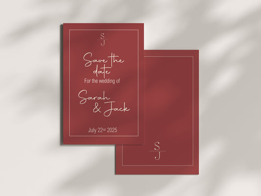 Rosewood Save The Date Wedding Party Cards & Envelopes | Pack of 10